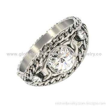 Stainless Steel Bracelets with 3pcs of Swarovski CZ Stones and Welding Chains, Unique and Luxury